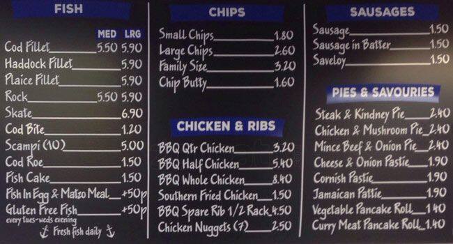 Menu at Belmont Bay Fish & Chips restaurant, London