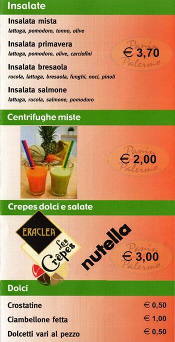 Menu di Panin Palermo 