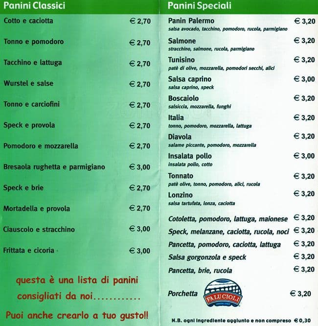 Menu di Panin Palermo 