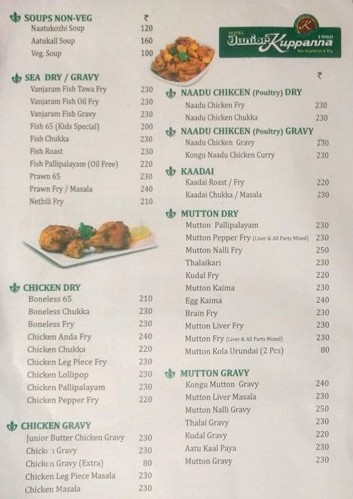 Junior Kuppanna menu
