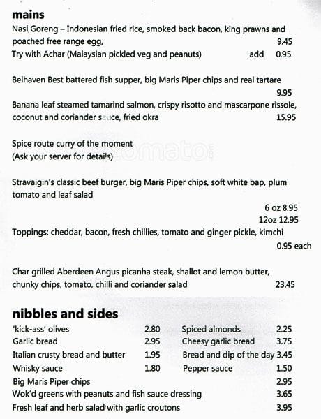 Menu At Stravaigin Restaurant, Glasgow