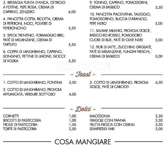 Menu di MOMENTI ITALIANI | Cocktail Bistrot - Sesto San Giovanni 