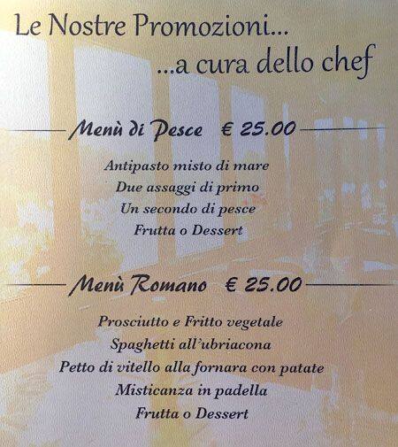 Menu di Antico Tevere 