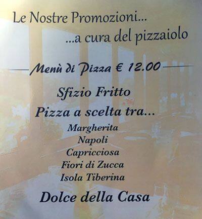 Menu di Antico Tevere 