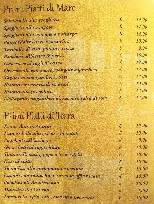 Menu di Antico Tevere 