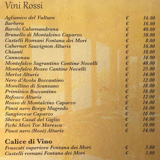 Menu di Antico Tevere 