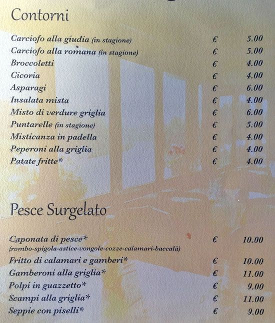 Menu di Antico Tevere 