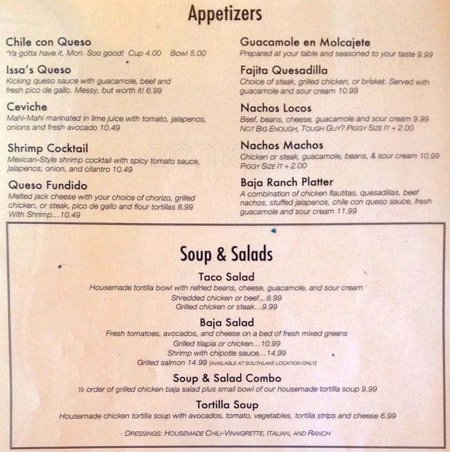 Menu at Baja Cantina restaurant, Keller, 721 Keller Pkwy 116