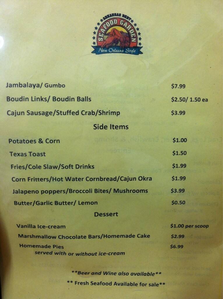 Arkansas Best Seafood Garden Menu Forrest City