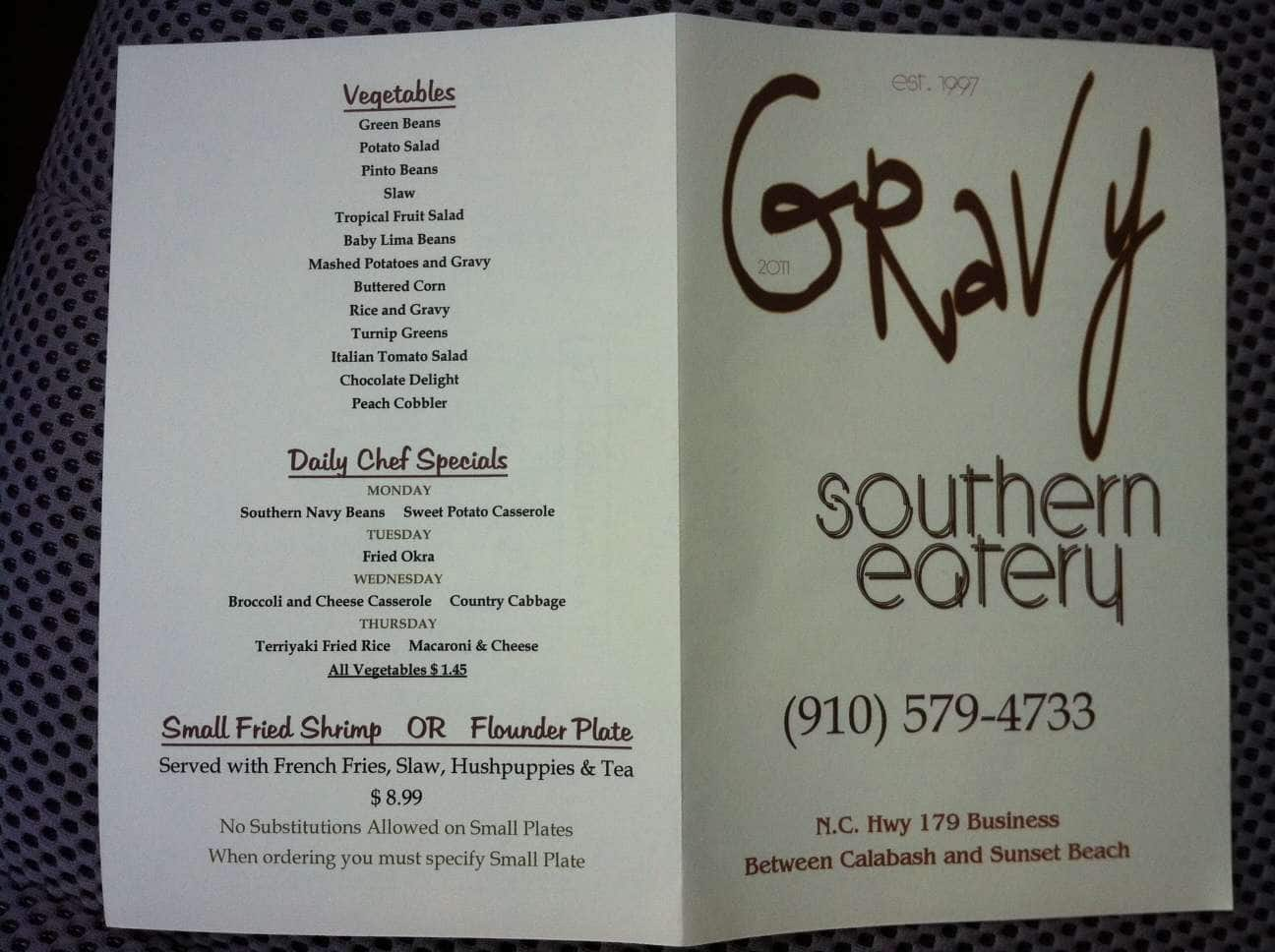 Gravy wells menu