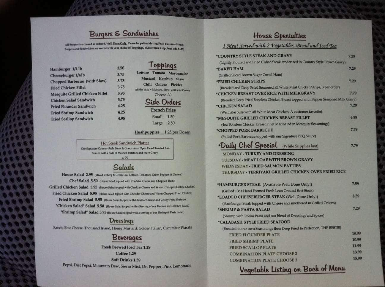 Gravy wells menu