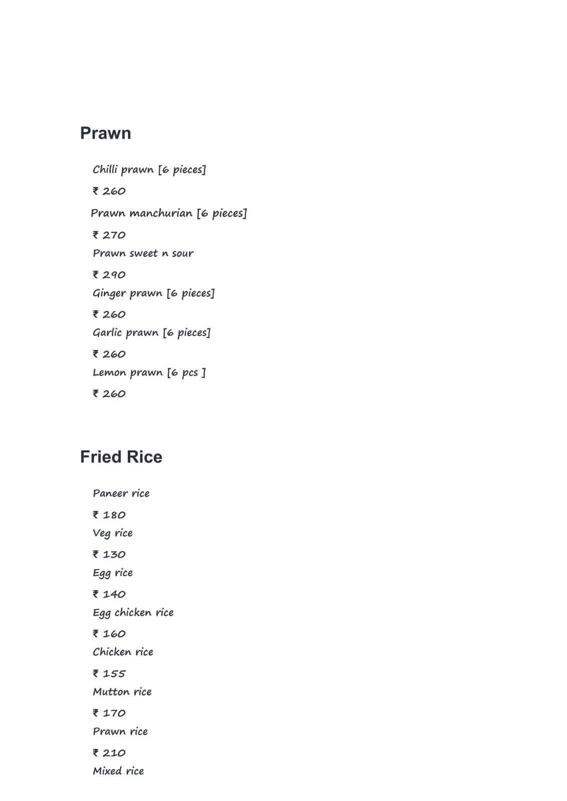 Bapi Hotel & Restaurant menu