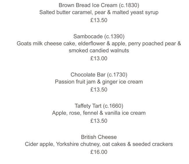 Menu at Dinner by Heston Blumenthal restaurant, London