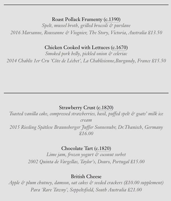 Menu at Dinner by Heston Blumenthal restaurant, London