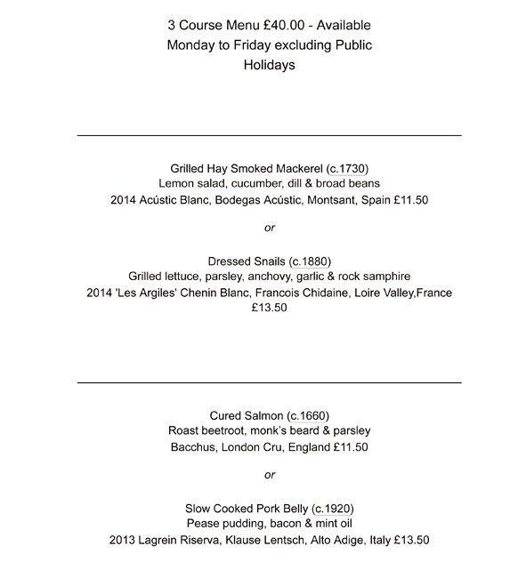 Menu at Dinner by Heston Blumenthal restaurant, London