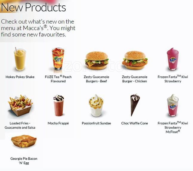 McDonald's Lower Hutt menu