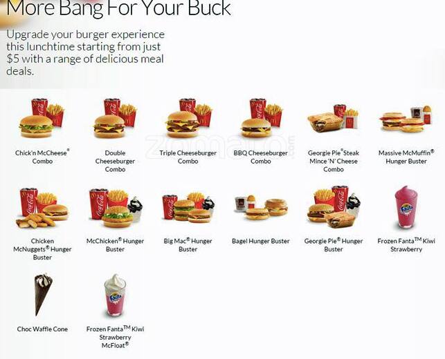 McDonald's Lower Hutt menu