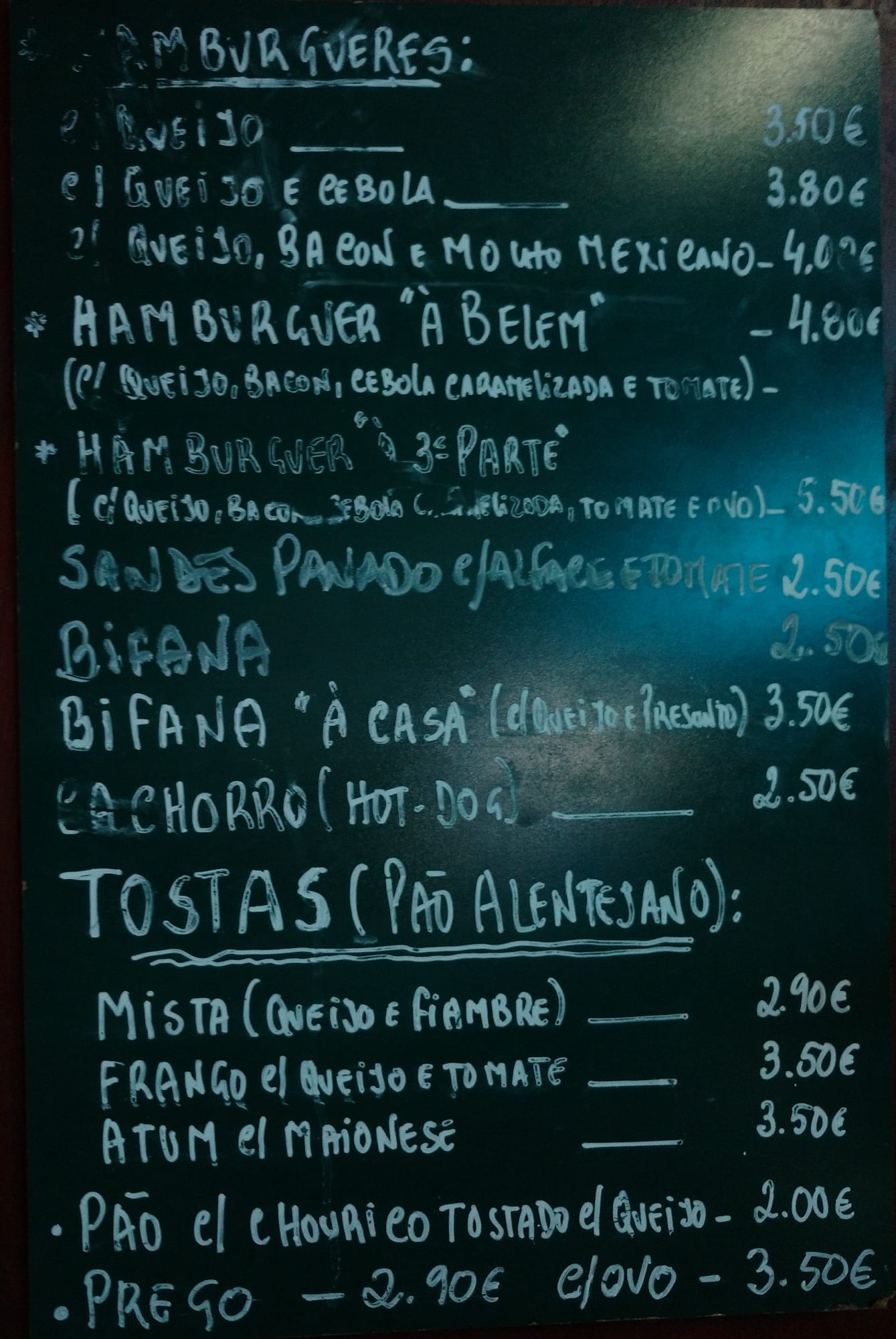Rugby Menu Menu em 3. PARTE - Bar Sede Rugby Belenenses, Lisboa