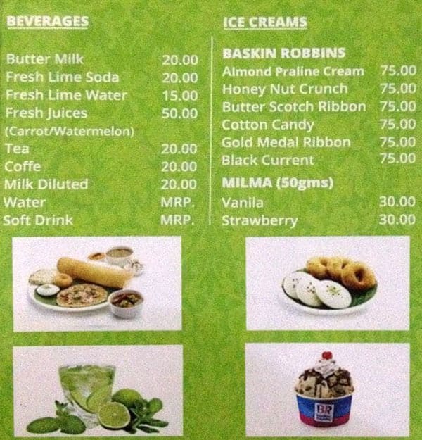 Dosa World menu