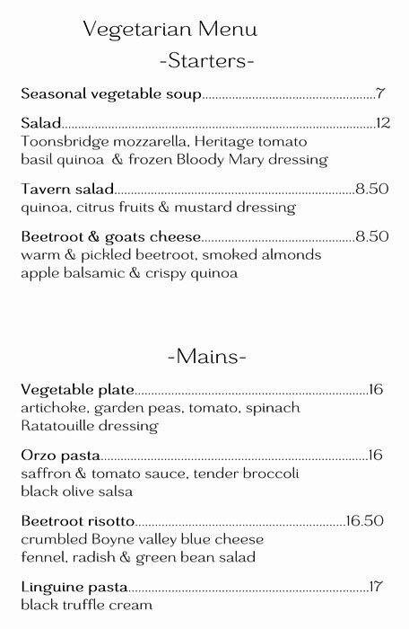 Dylan Hotel, Dublin - an SLH Hotel menu