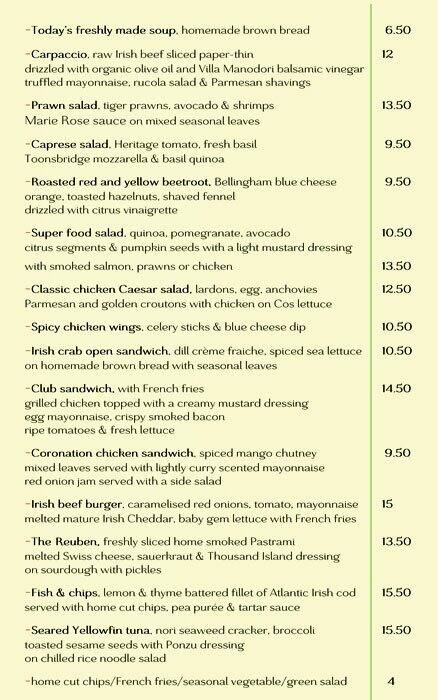 Dylan Hotel, Dublin - an SLH Hotel menu