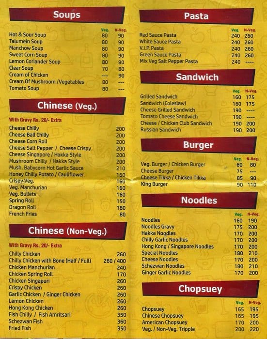 Chinese Non Veg Food List