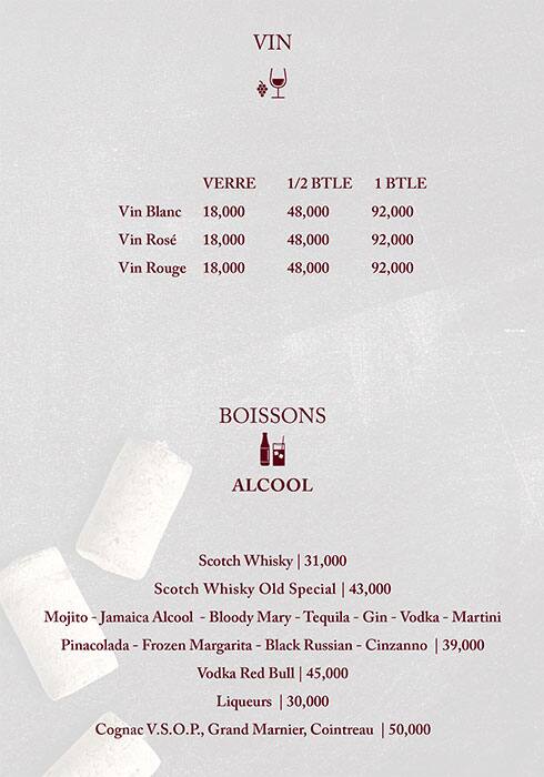 Le Relais menu