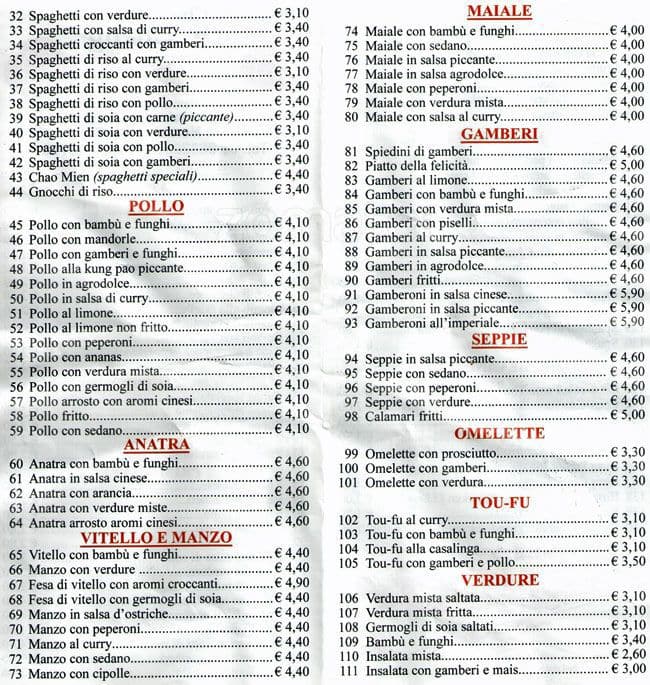 Menu di Du Chèng 