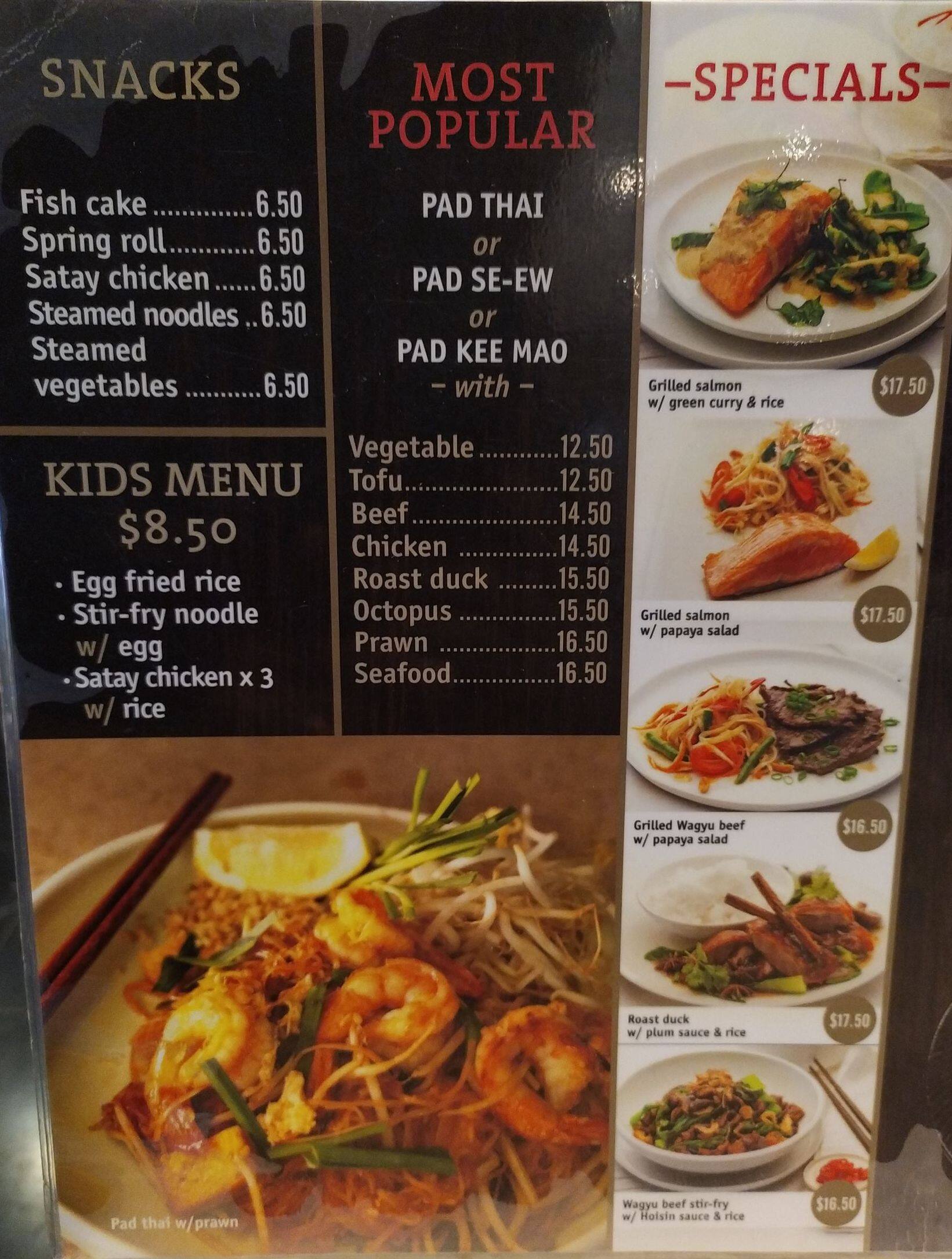 Carta de ThaiRiffic Noodle Bar