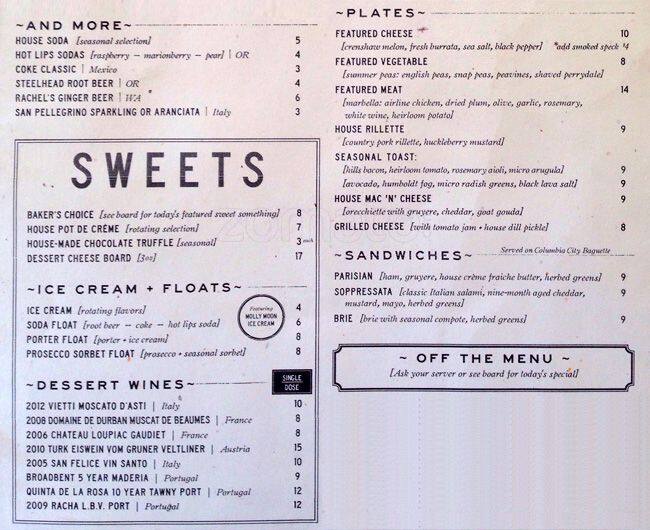Bottlehouse Menu, Menu for Bottlehouse, Madrona/Leschi, Seattle
