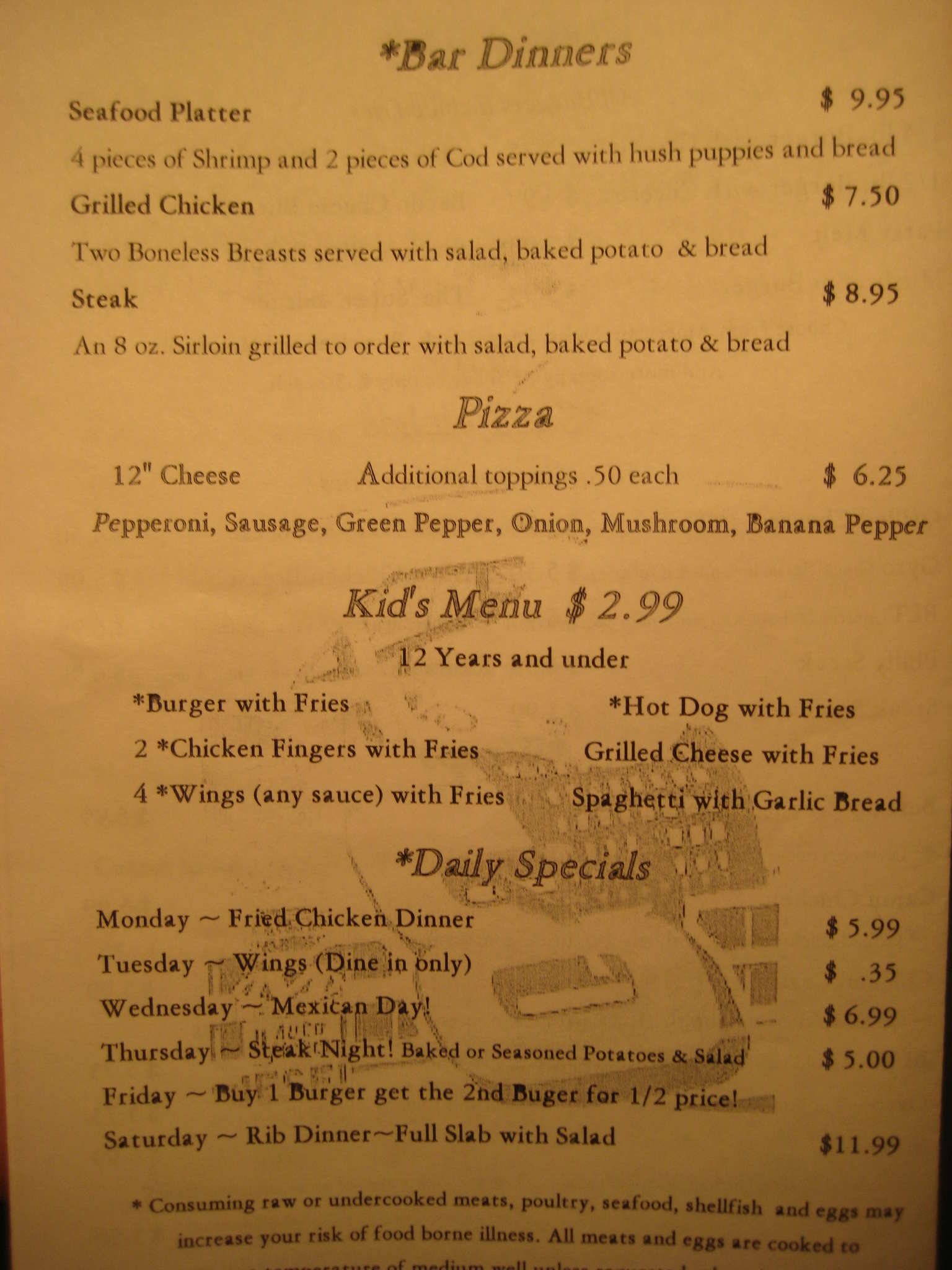 Menu at Hammers Barn & Grill, Strongsville, 965 Marks Rd