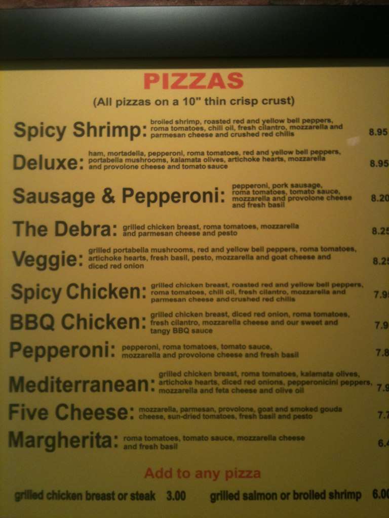 Menu at Newk's restaurant, Gulfport