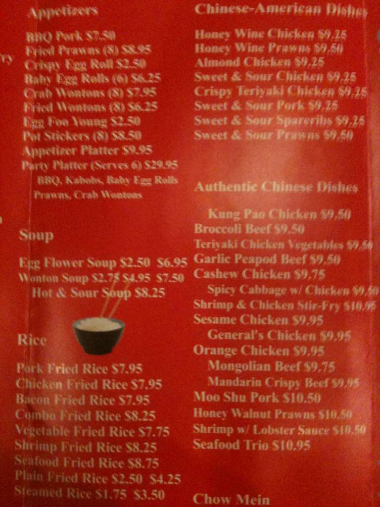 Carta de Chan's Dragon Inn Chinese