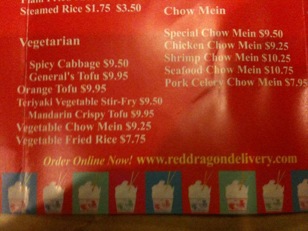Carta de Chan's Dragon Inn Chinese