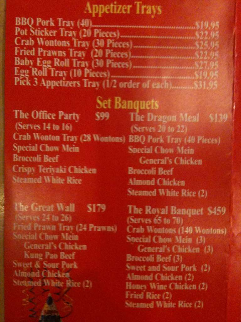 Carta de Chan's Dragon Inn Chinese