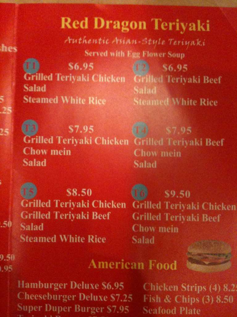 Carta de Chan's Dragon Inn Chinese