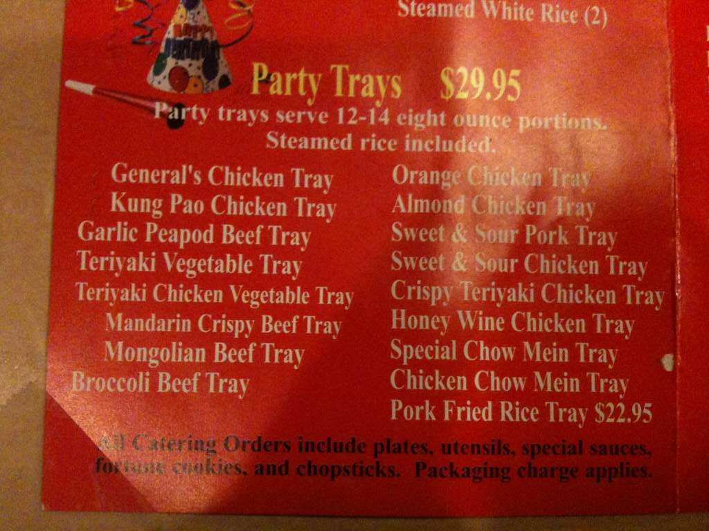 Carta de Chan's Dragon Inn Chinese