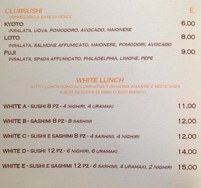 Menu di White Sushi 