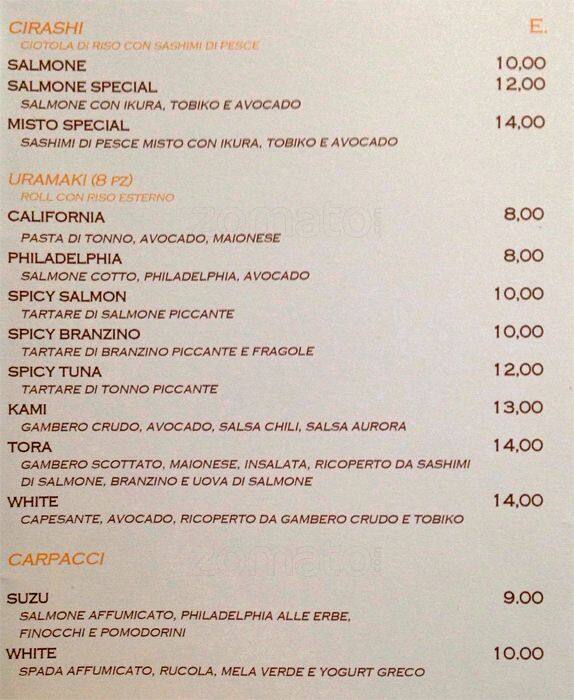 Menu di White Sushi 