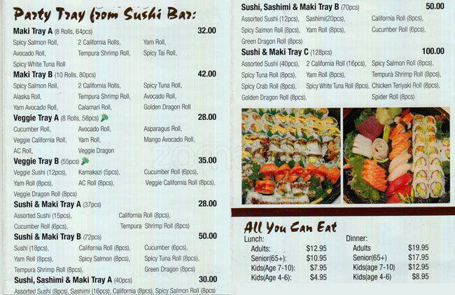 Masa Sushi Menu Menu For Masa Sushi Woodbridge Toronto