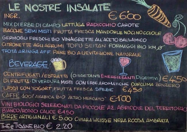 Menu di Rumi Bottega Organica 
