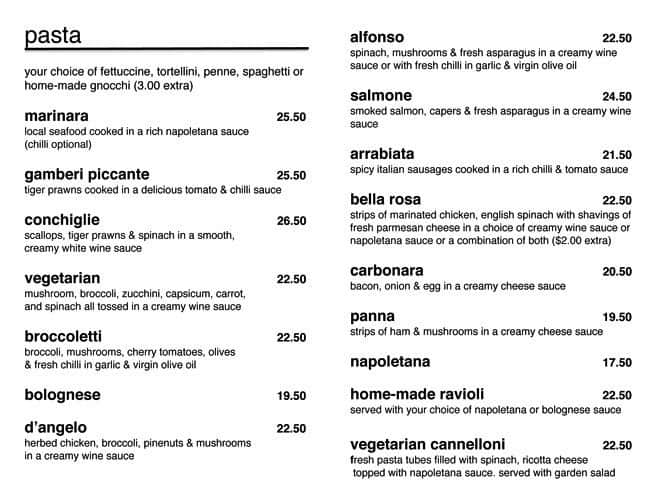 Menu at Cafe Bella Rosa, Carlisle