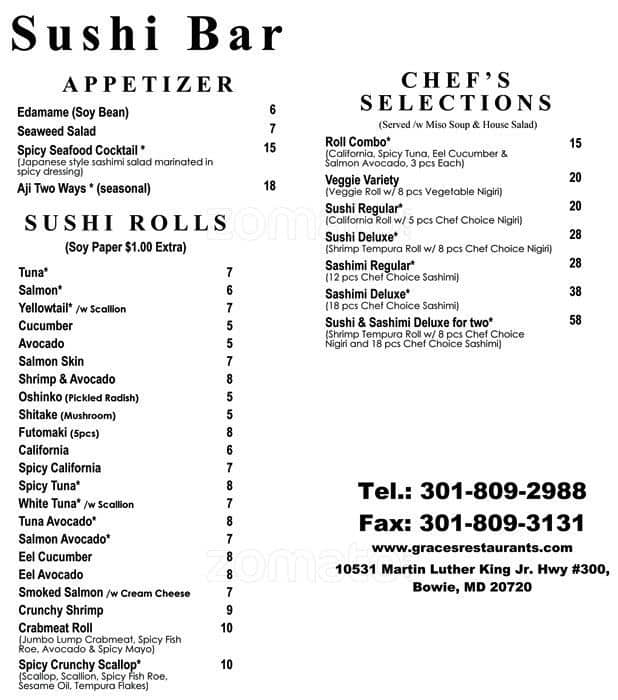 Grace S Steak Seafood Menu Menu For Grace S Steak Seafood