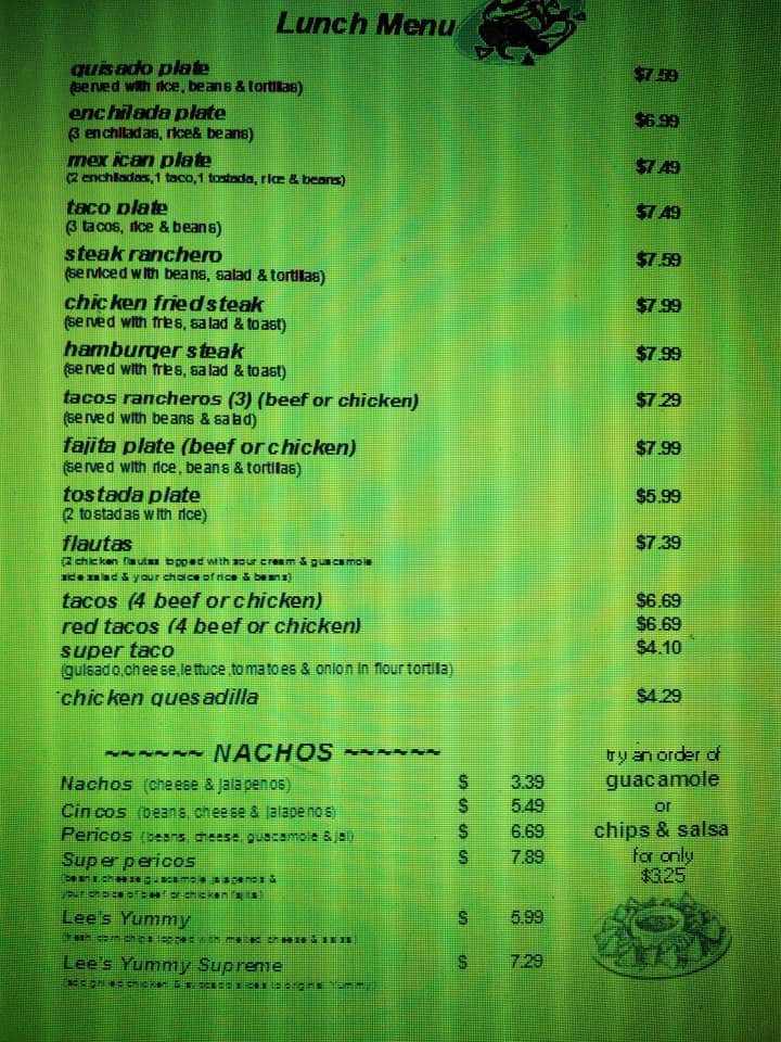 Menu at Benny's Cafe Del Rio, Tx, Del Rio