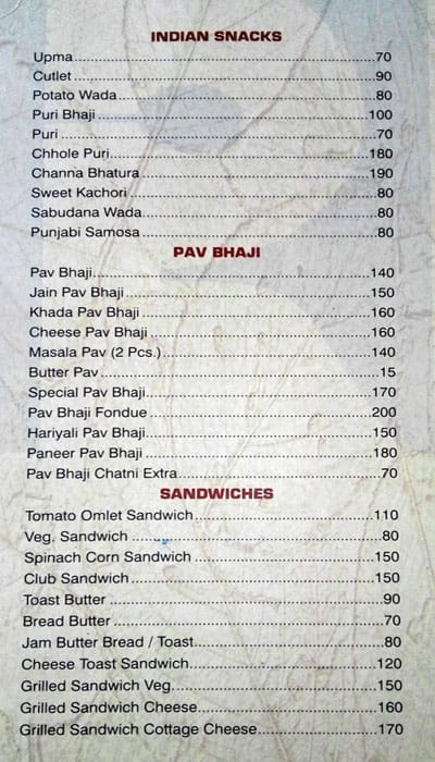 Hotel Ramdev menu