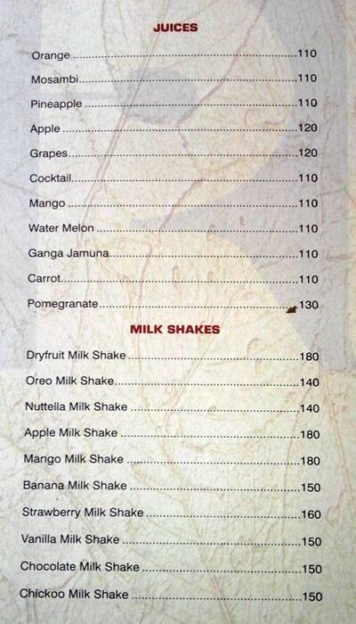 Hotel Ramdev menu