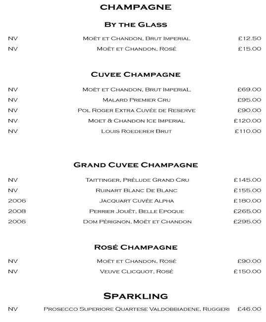 Menu at Mint Leaf Lounge restaurant, London, 12 Angel Ct