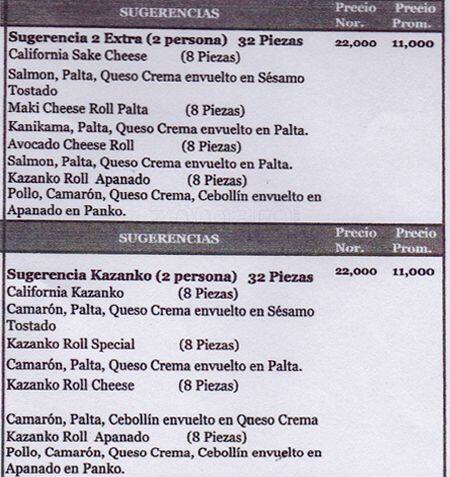 Kazanko menu