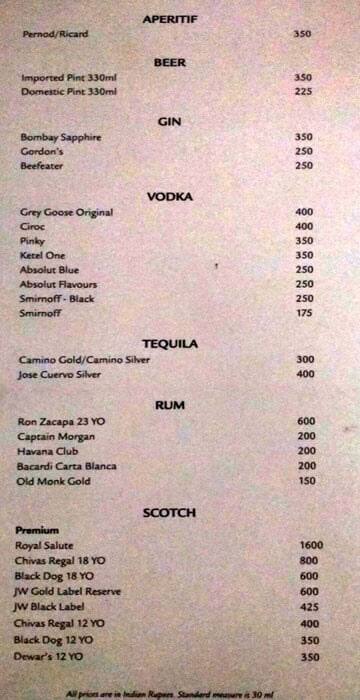 Essence Restaurant menu