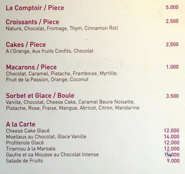 Edde sweets menu